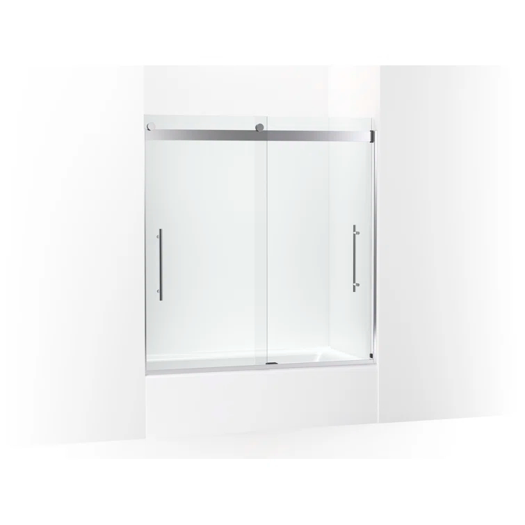 Levity Plus Less Sliding Bath Door, 61-9/16 In. H X 56-5/8 - 59-5/8 In. W, With 5/16 In.-Thick Crystal Clear Glass