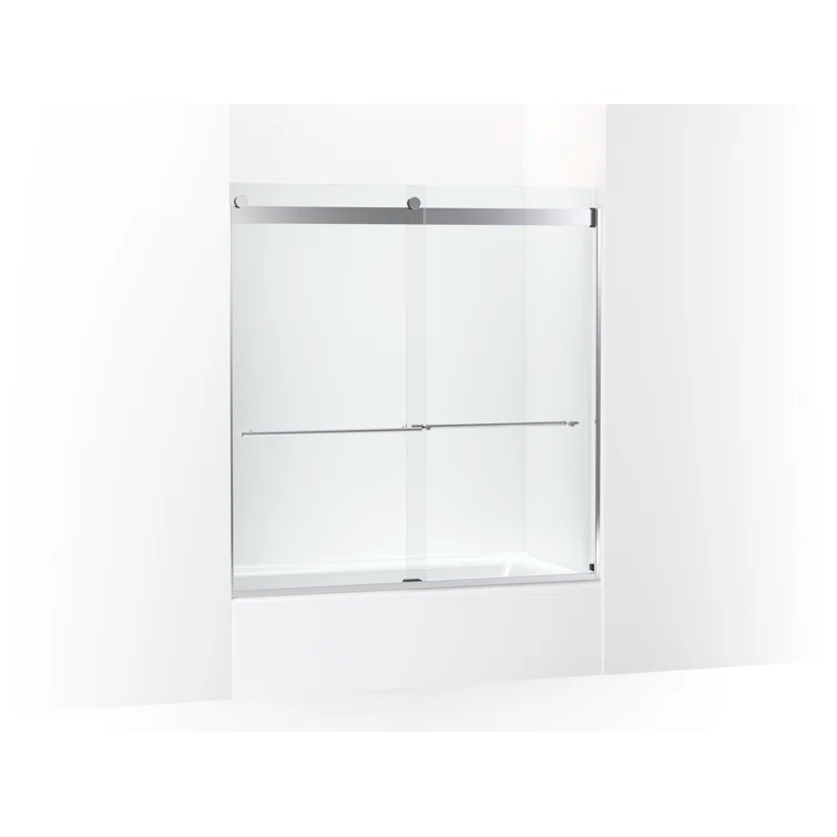 Levity Plus Less Sliding Bath Door, 61-9/16 In. H X 56-5/8 - 59-5/8 In. W, With 3/8 In.-Thick Crystal Clear Glass