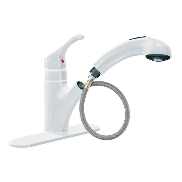 MOEN Renzo Spot Resist Stainless 9 in. H Pull Out Sprayer Kitchen Faucet with 360° Spout Swivel and PowerClean