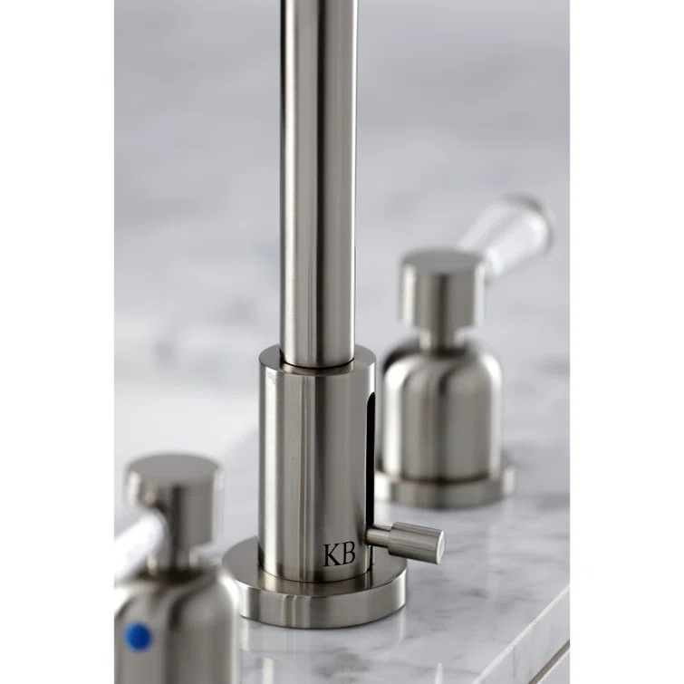 Kingston Brass FSC8938DPL Kingston Brass Two-Handle 3-Hole Deck Mount Widespread Bathroom Faucet with Brass Pop-Up Drain