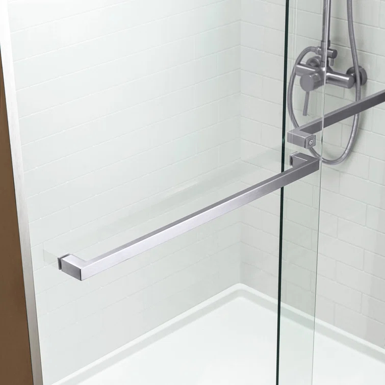 WoodBridge 44-48" W x 80" H Double Sliding Semi- Frameless Shower Door with 5/16"(8mm) Clear Tempered Glass SURFK-4880--CH