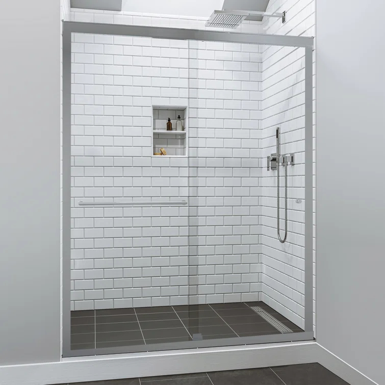 44" - 48" W 70" H Double Sliding Semi-Frameless Shower Door