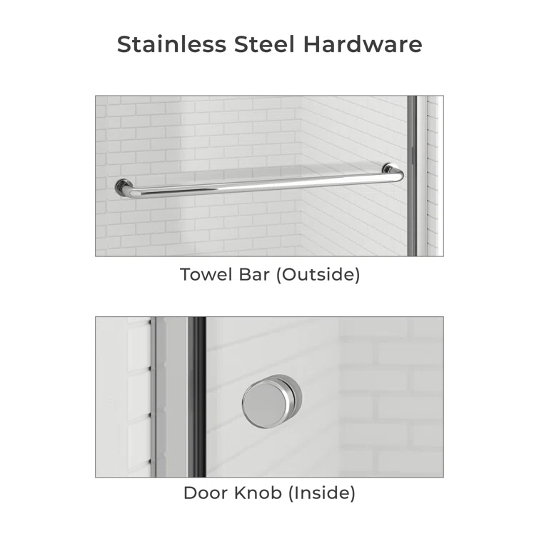 44" - 48" W 70" H Double Sliding Semi-Frameless Shower Door
