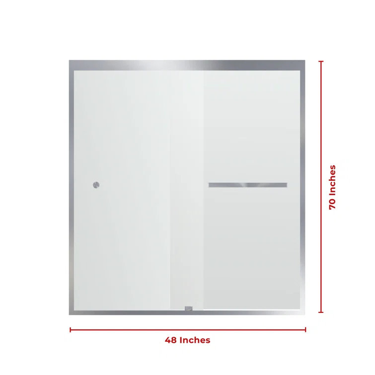 44" - 48" W 70" H Double Sliding Semi-Frameless Shower Door