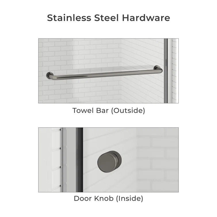 44" - 48" W 70" H Double Sliding Semi-Frameless Shower Door
