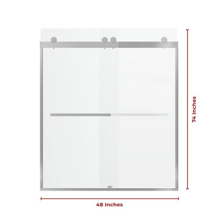 44" - 48" W 74” H Double Sliding Frameless Shower Door