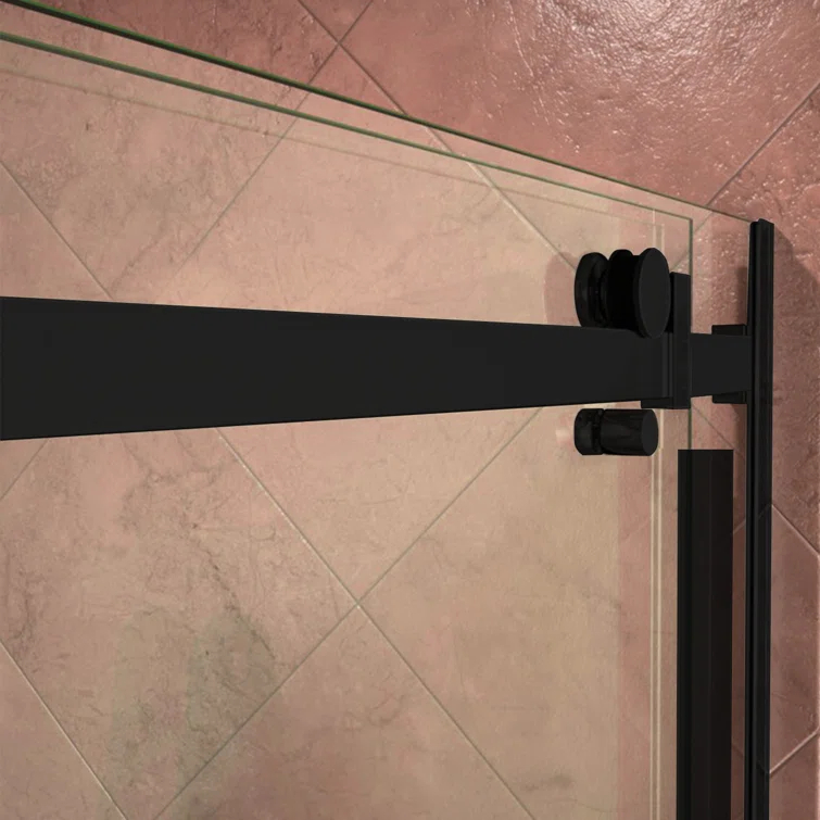 56" - 60" W 74” H Double Sliding Frameless Shower Door with Fixed Glass Panel