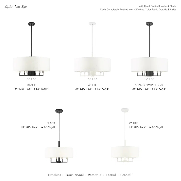 Moonlighter 7 Light Metal Dimmable Drum Chandelier