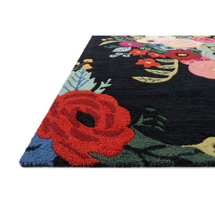 Rifle Paper Co. x Loloi Les Fleurs LES-03 Black Multi Rug