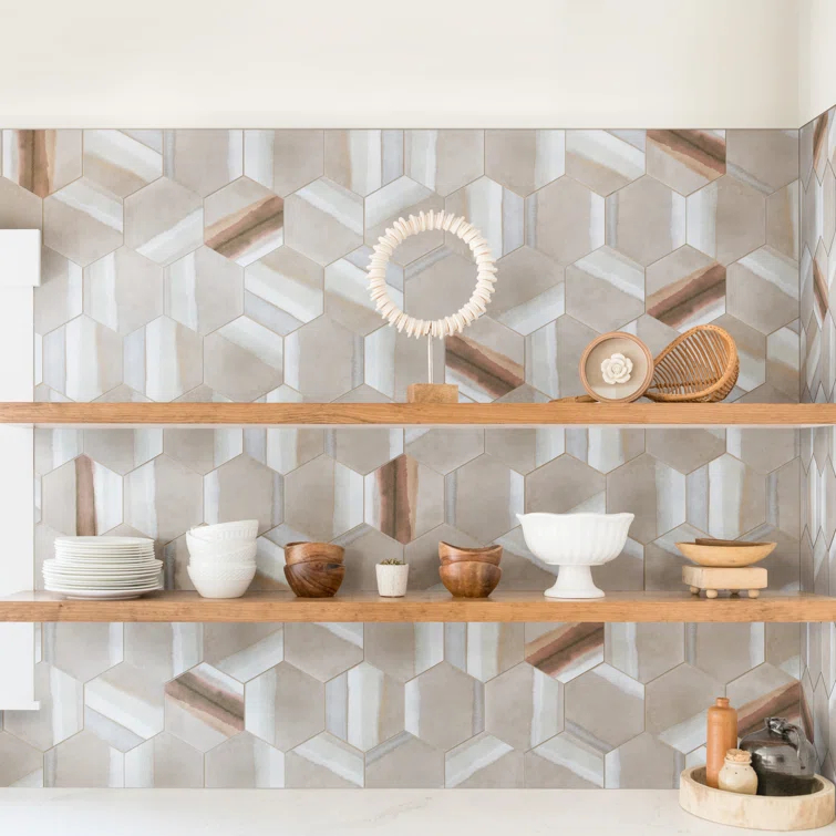 Matter Hex Canvas 8' x 9' Stone Look Wall & Floor Tile