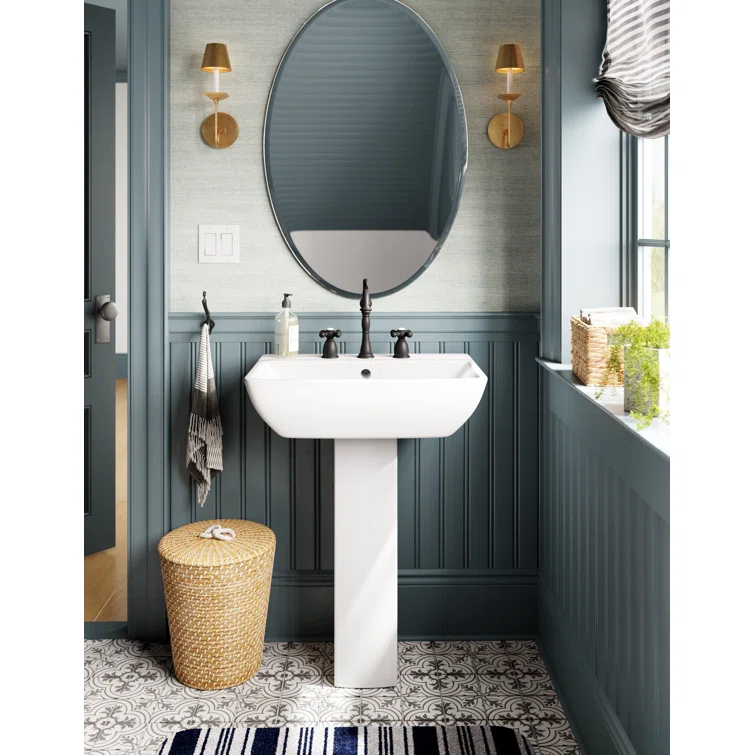 Barclay Summit White Vitreous China Rectangular Bathroom Sink with Overflow