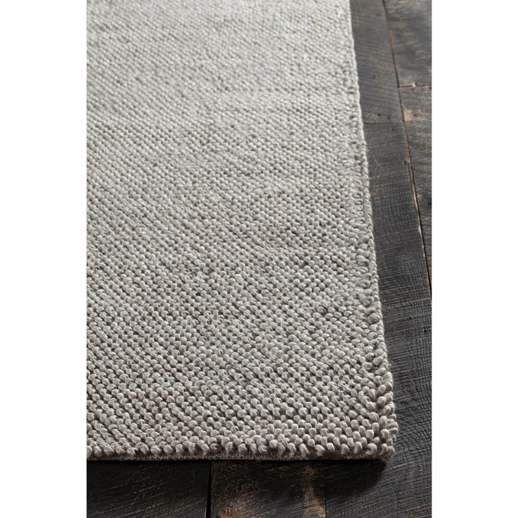 Handmade Burton Gray Wool-Viscose Blend Rectangular Area Rug 9'x13'