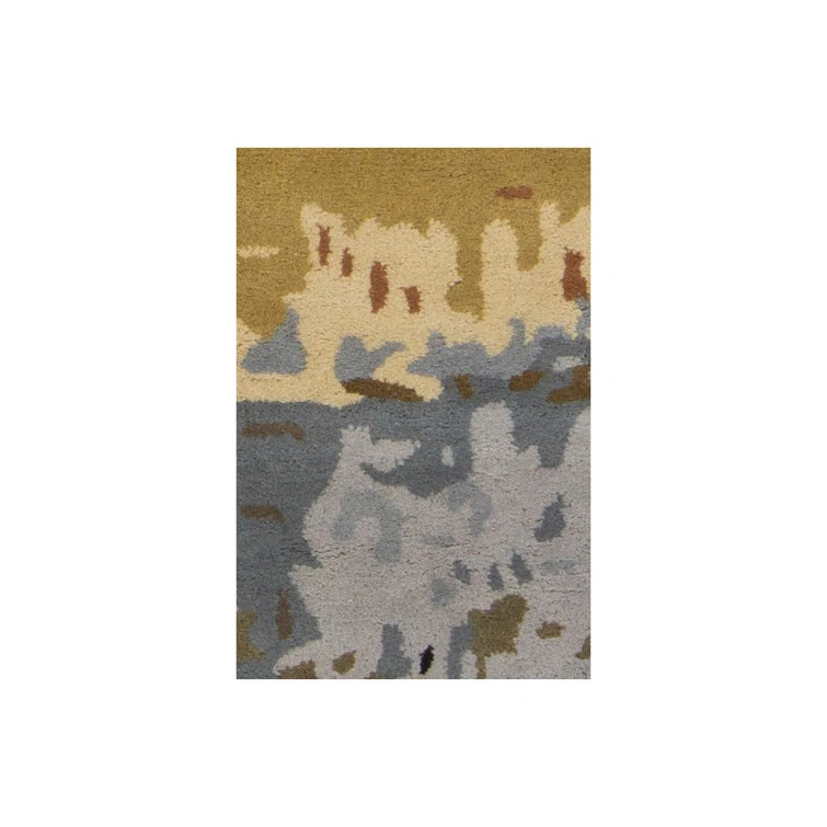 Handmade Abstract Blue Wool-Cotton Round Rug 7'9"