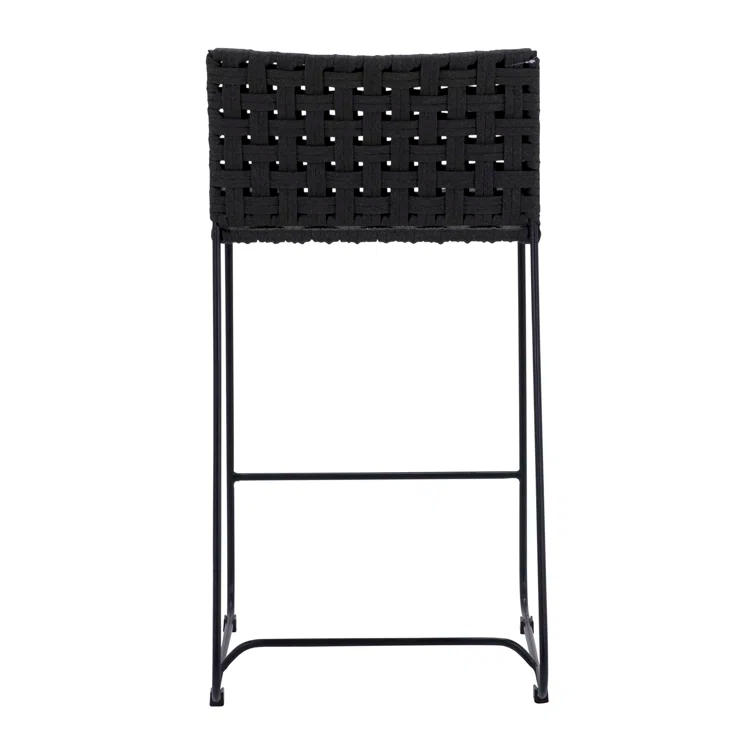 Charcoal Black Handwoven Rope 21'' Outdoor Counter Stool