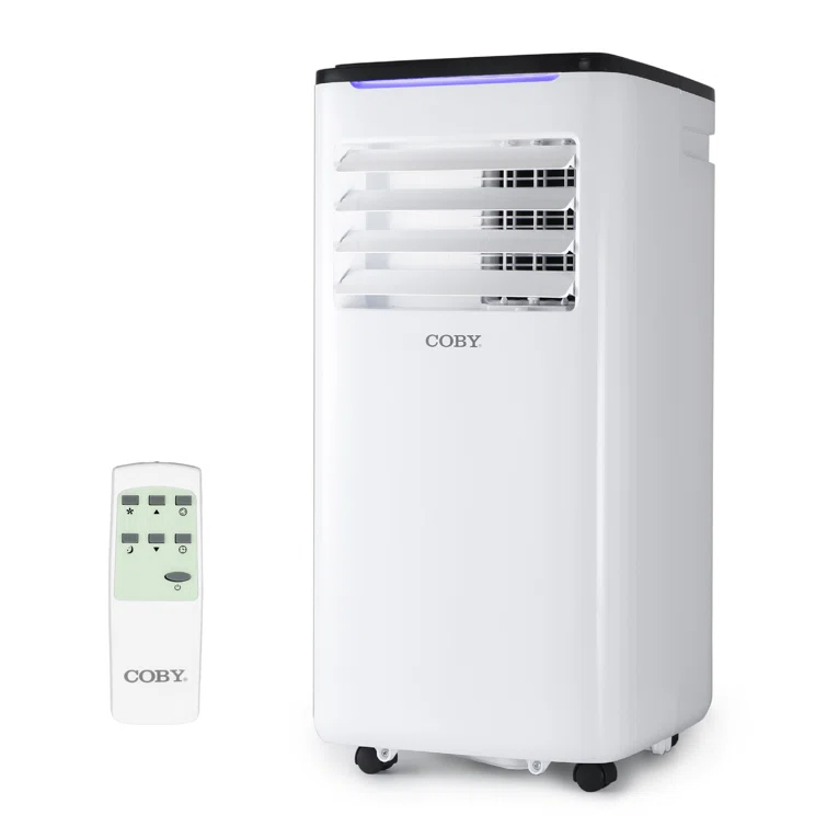 Coby 7,100 BTU SACC/CEC Portable Air Conditioner, 450 Sq. Ft., 10,000 BTU ASHRAE 128, White