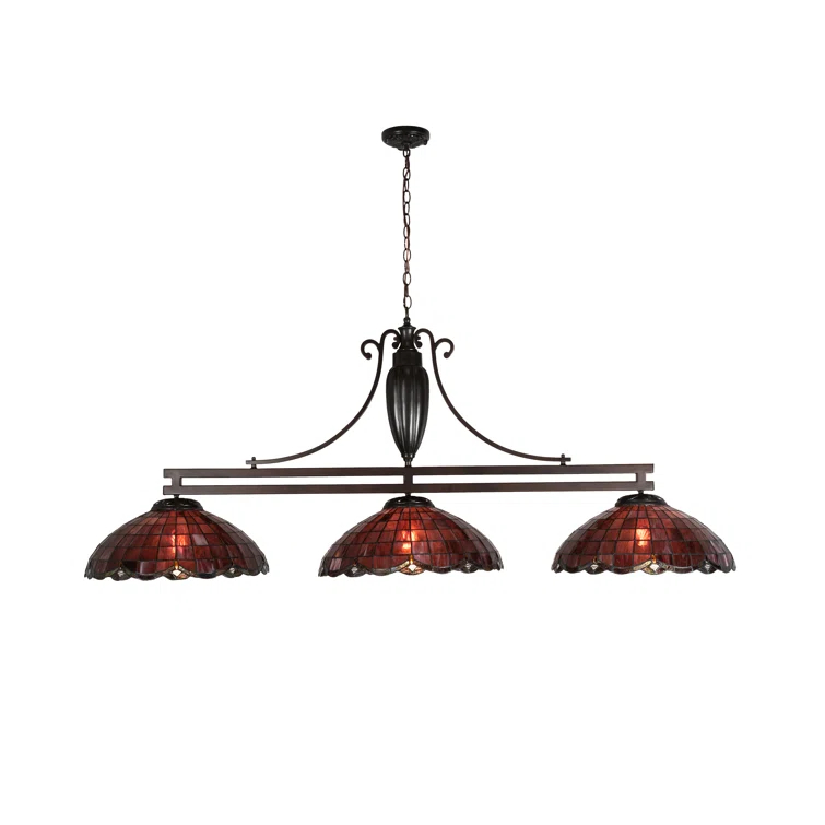 Meyda Lighting Meyda Tiffany & Stained Glass 3 - Light Mahogany Bronze Pool Table Lights Pendant