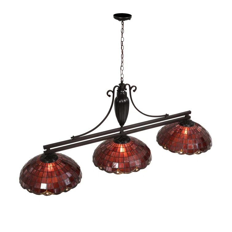 Meyda Lighting Meyda Tiffany & Stained Glass 3 - Light Mahogany Bronze Pool Table Lights Pendant
