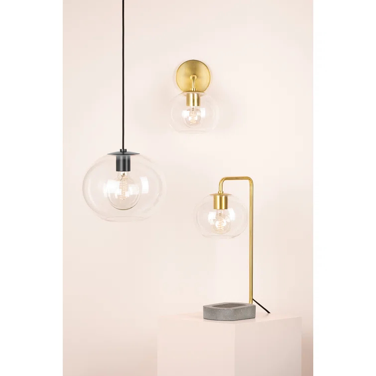 Old Bronze Clear Glass Globe Pendant Light