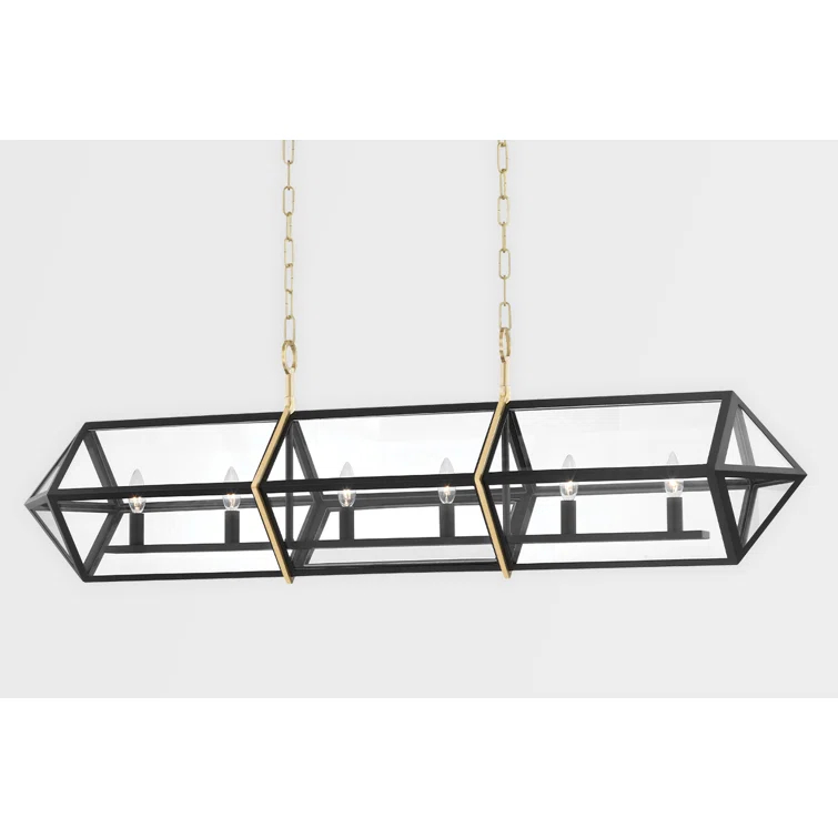 Bedford Hills 6 - Light Aged Brass/Black Kitchen Island Pendant