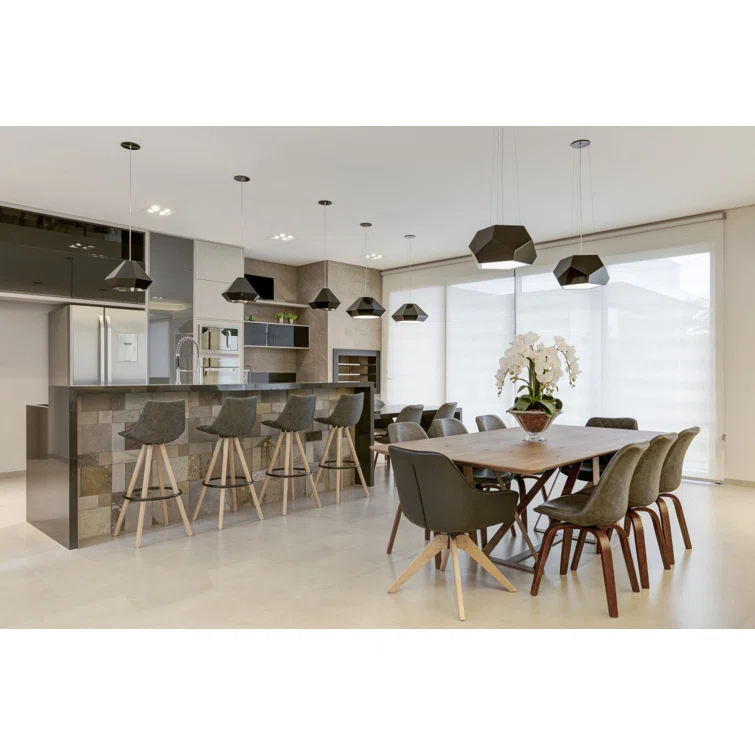 American Walnut Geometric LED Pendant Light