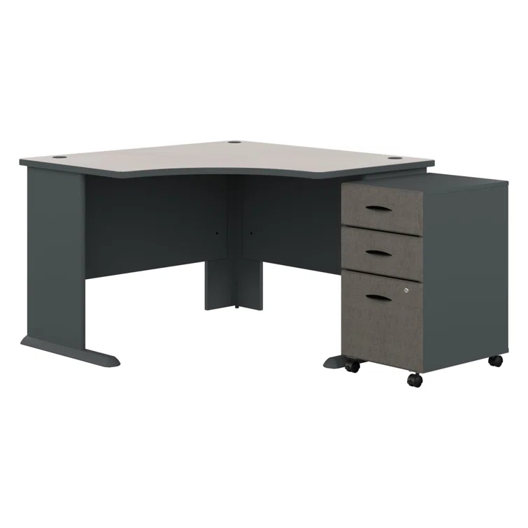 Series A L-Shape Executive Desk with 3 Drawer Mobile Pedestal