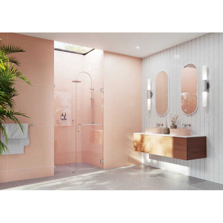 Umbra 51 in. x 78 in. Fully Frameless Wall Hinge Towel Bar Shower Door