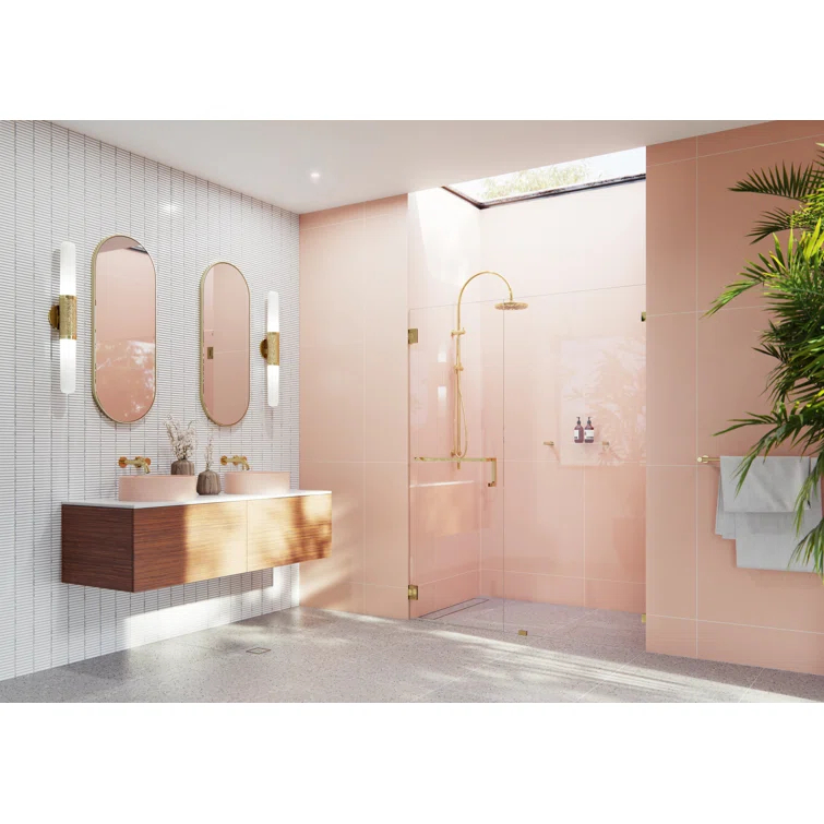 Umbra 64.75 in. x 78 in. Fully Frameless Wall Hinge Towel Bar Shower Door