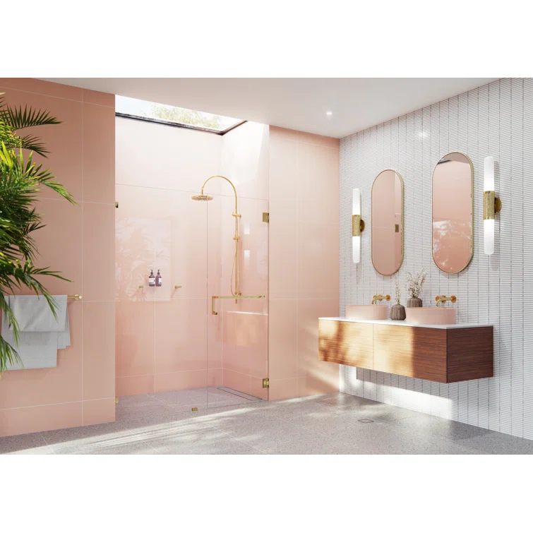 Umbra 64.75 in. x 78 in. Fully Frameless Wall Hinge Towel Bar Shower Door