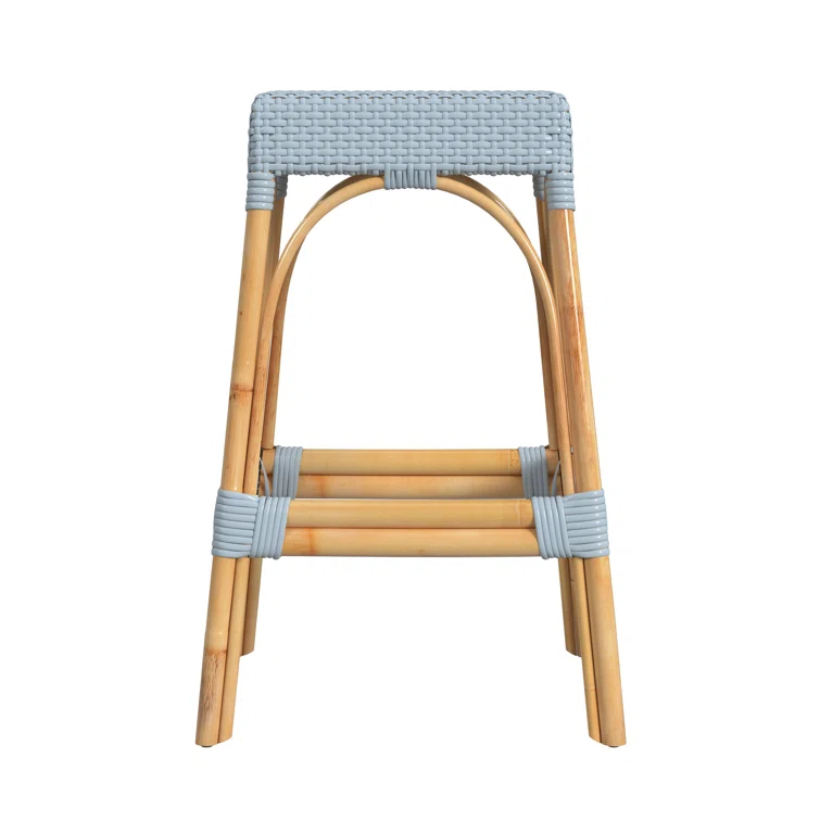 Butler Specialty Company Robias Rectangular Rattan 30" Bar Stool - Baby Blue
