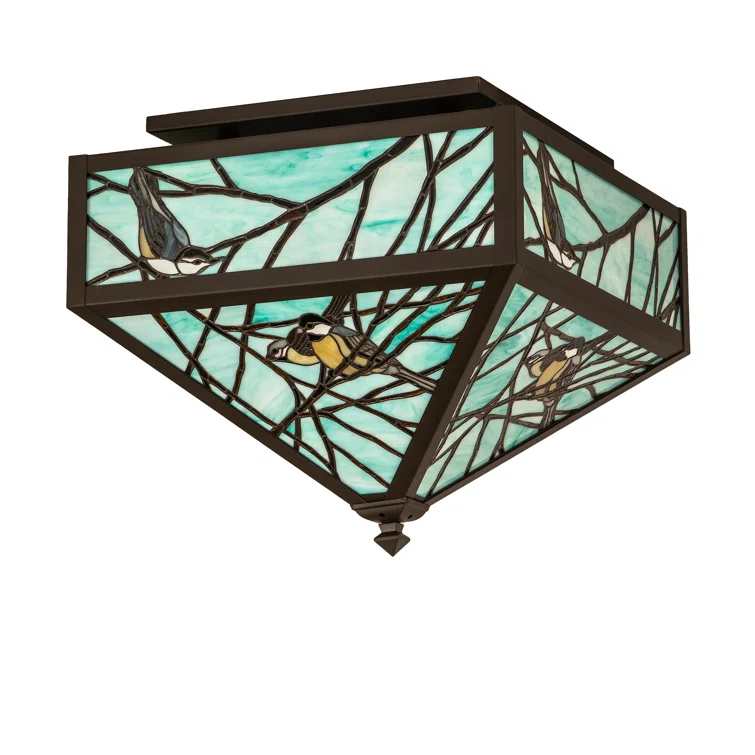 Meyda Lighting Rustic Lodge Glass Flush Mount