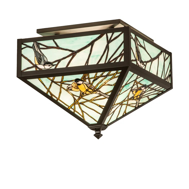 Meyda Lighting Rustic Lodge Glass Flush Mount