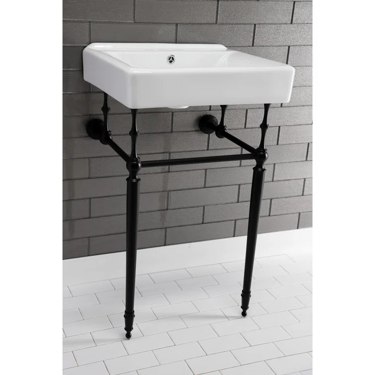 Kingston Brass Edwardian 20-Inch Porcelain Console Sink with Brass Legs (4-Inch, 3-Hole)