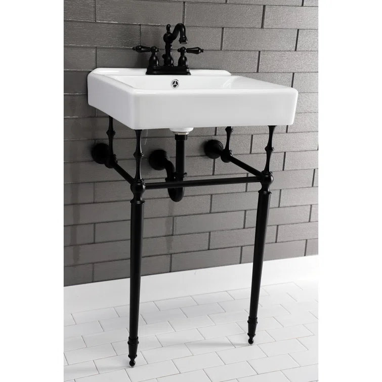 Kingston Brass Edwardian 20-Inch Porcelain Console Sink with Brass Legs (4-Inch, 3-Hole)