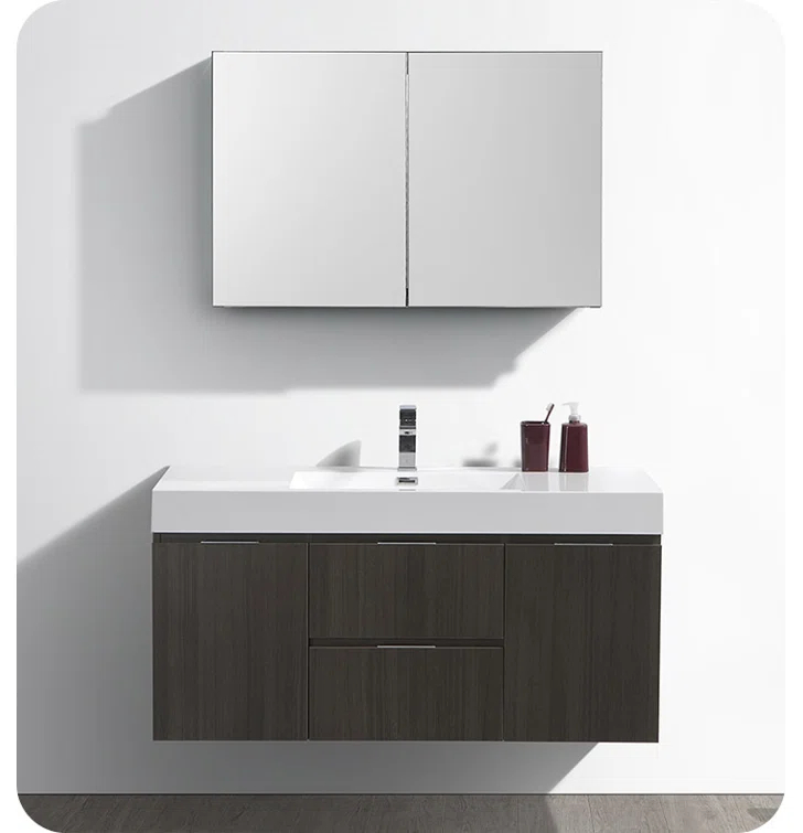 Valencia 48" Wall Mount Single Sink Bathroom Vanity with Top and Sink (Faucet Not Included)