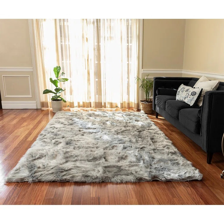 Luxury Faux Sheepskin Fur Area Rug Soft Fluffy Rugs, Shag Plush Carpet Faux Fur Rug For Bedroom Floor Sofa Living Room