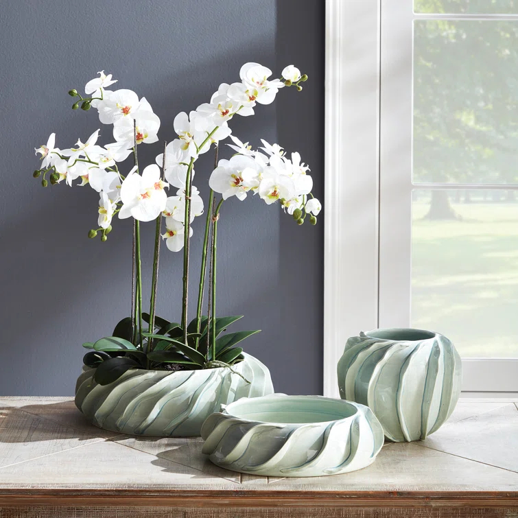 Elegant White Faux Orchid in Root Ball, 31"