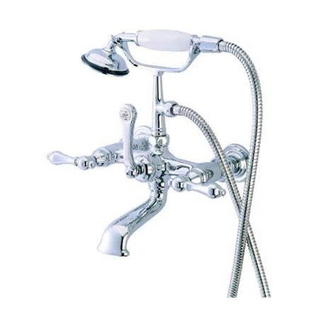 Hot Springs Triple Handle Wall Mounted Clawfoot Tub Faucet with Handshower