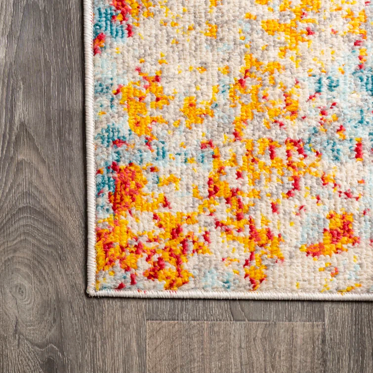 Abstract Orange/Blue/Cream Area Rug