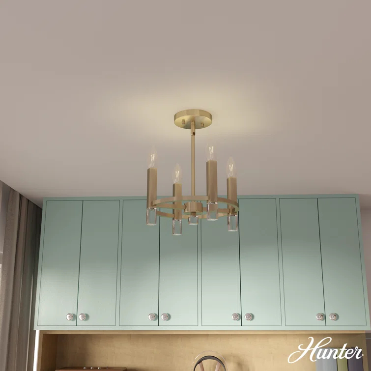 Hunter Fan Hunter Sunjai 4 Light Semi-Flush Ceiling Light Fixture