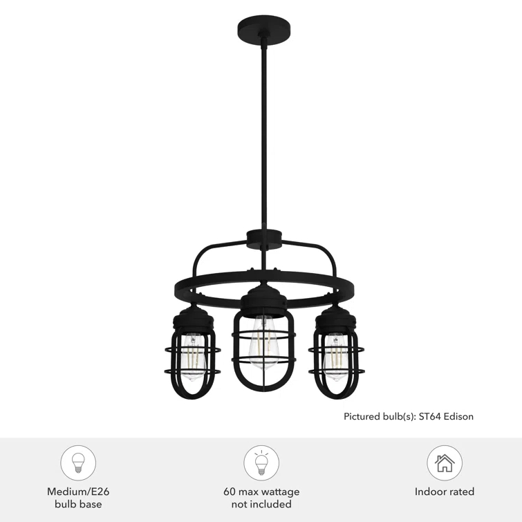 Starklake 3 Light Chandelier Statement Wagon Wheel Chandelier