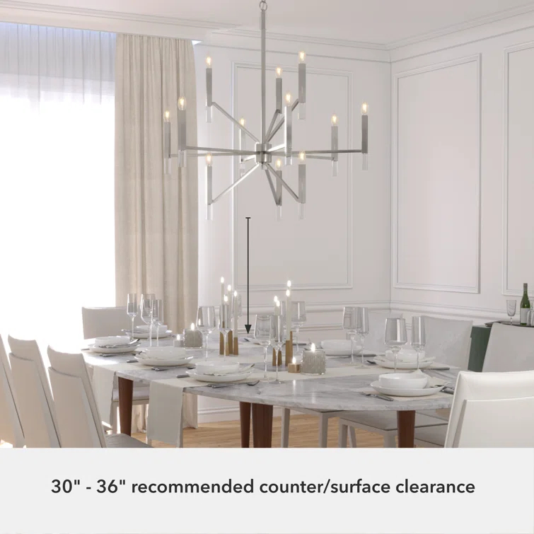 Sunjai 12 Light 3-Tier Sputnik Modern Linear Chandelier