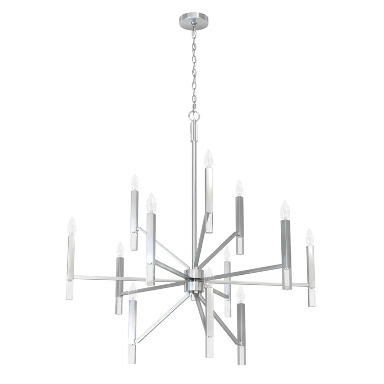 Sunjai 12 Light 3-Tier Sputnik Modern Linear Chandelier