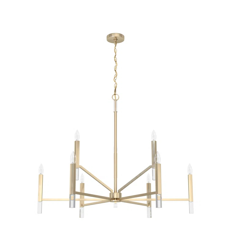 Sunjai 9 Light 2-Tier Sputnik Modern Linear Chandelier