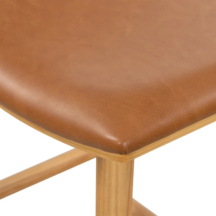Sierra Butterscotch Leather Saddle-Style Adjustable Counter Stool in Smoked Natural