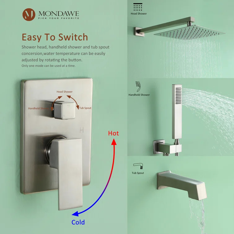 Calder Complete Shower System with Rough in-Valve