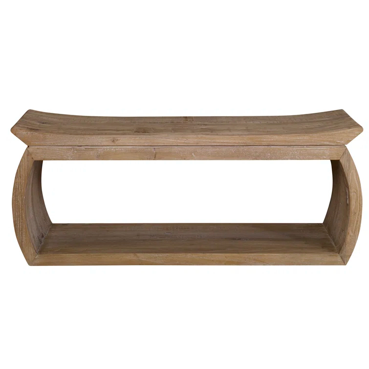 Connor Reclaimed Elm Wood Coastal Bench with Storage