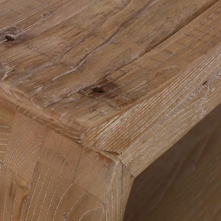 Connor Reclaimed Elm Wood Coastal Bench with Storage