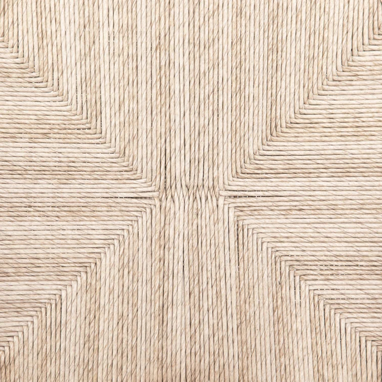 Natural Teak Wishbone-Style Counter Stool with Woven Seat