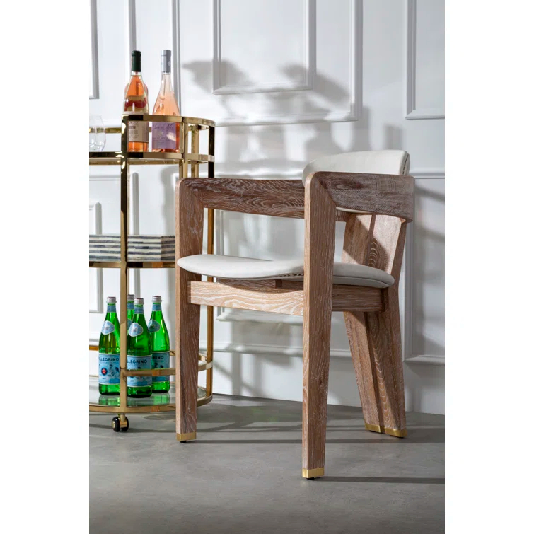 Maryl 20'' H Linen Upholstered Oak Armchair