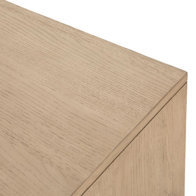 Weston Mid-Century Light Oak Nightstand with Leather Accents